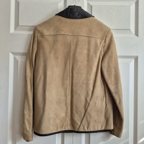 VTG Buckskin Blazer Jacket Genuine Suede Leather Womens Sz 8 Black Trim - Picture 2 of 10